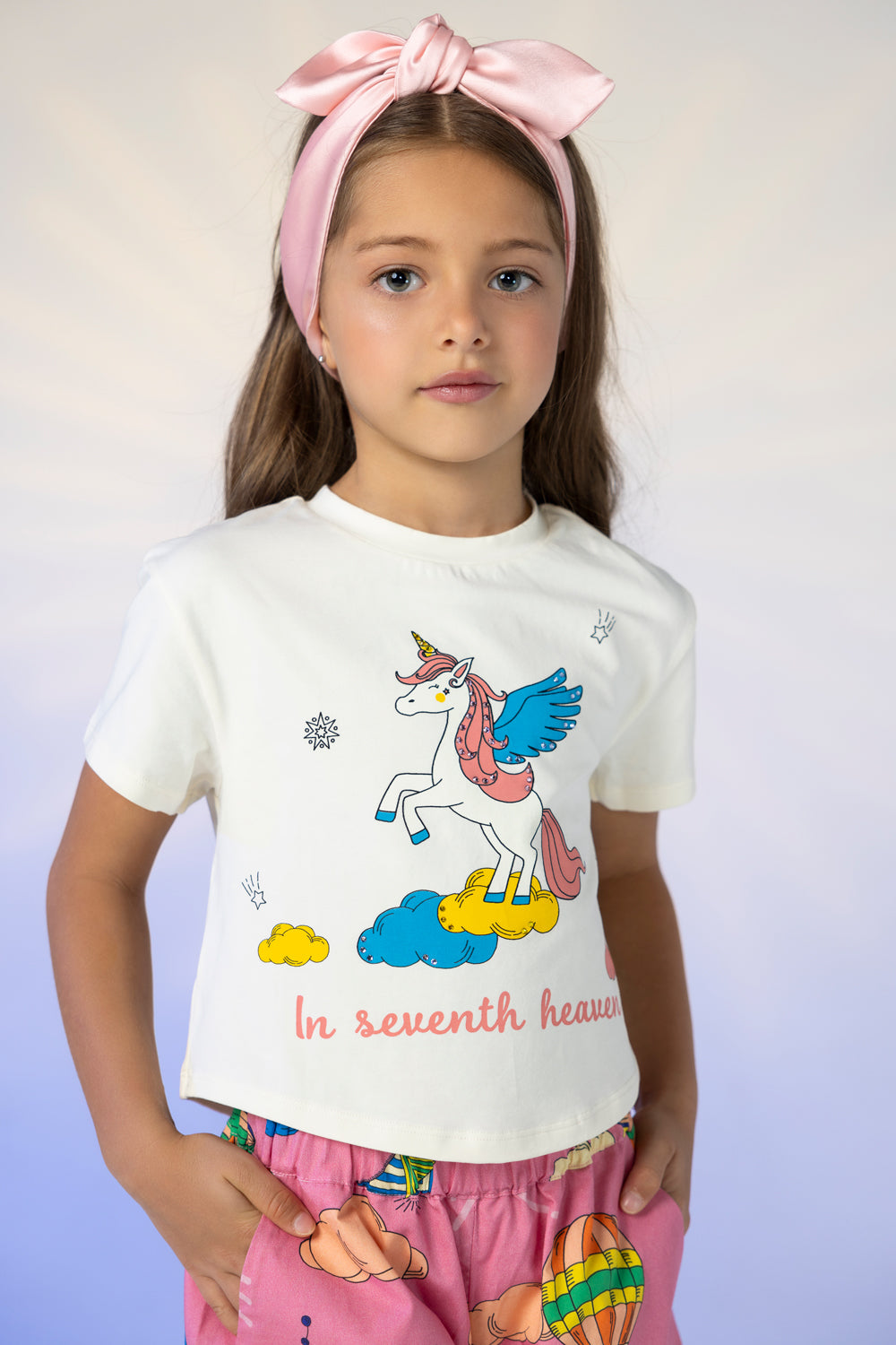 White unicorn hand-embellished t-shirt