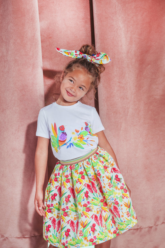 Jungle print skirt with shiny elastic